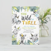 ヤングワイルドアンドスリーサファリアニマルズボーイ誕生日 招待状 (スタンド正面)