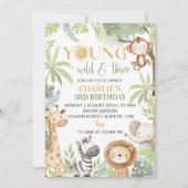 ヤングワイルドアンドスリーサファリアニマルズ誕生日 招待状 (正面)