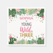ヤングワイルドアンドスリートロピカルサファリガール誕生日 スタンダードカクテルナプキン (正面)