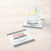 ヤングワイルドアンドスリーモンスタートラックボーイ誕生日 スクエアペーパーコースター (インサイチュ)