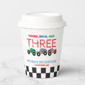 ヤングワイルドアンドスリーモンスタートラックボーイ誕生日 紙コップ (正面)