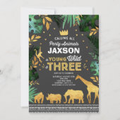 ヤングワイルドアンドスリー誕生日招待状ジャングル 招待状 (正面)