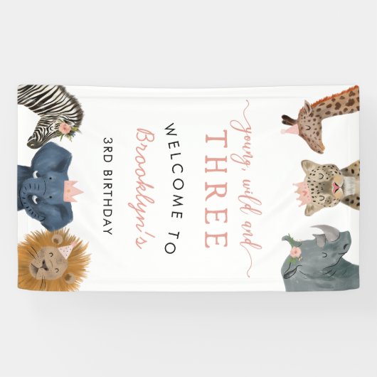 ヤングワイルドスリーサファリテーマガールの3歳 横断幕 (横)