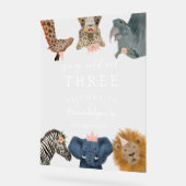 ヤングワイルドスリーピンクサファリ誕生日歓迎 アクリルサイン (傾斜)