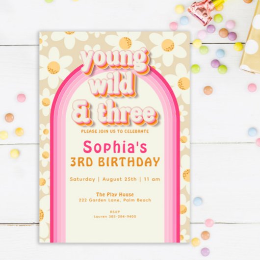 ヤングワイルドスリーボホデイジーレインボー誕生日I 招待状
