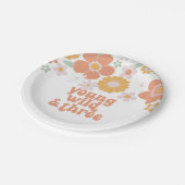 ヤングワイルドスリーレトロフローラ誕生日 ペーパープレート (アングル)