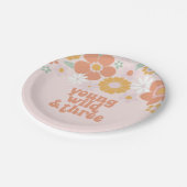 ヤングワイルドスリーレトロフローラ誕生日 ペーパープレート (アングル)