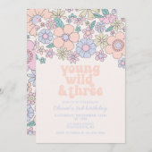 ヤングワイルド3レトロフローラ3歳 招待状 (正面/裏面)
