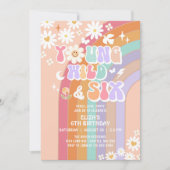 ヤングワイルド&シックスグルーヴィーヒッピーレトロ6誕生日 招待状 (正面)