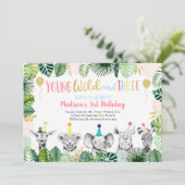 ヤングワイルド&スリーガールサファリ誕生日招待状 招待状 (スタンド正面)