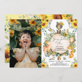 ヤングワイルド&スリーサンフラワーウッドランド誕生日 招待状