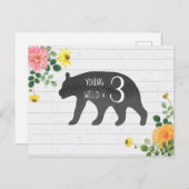 ヤングワイルド&スリーベアーワイルドフラワー誕生日 インビテーションポストカード (正面/裏面)
