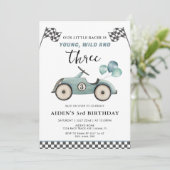 ヤングワイルド&スリーボーイズレースカー誕生日 招待状 (スタンド正面)