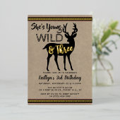 ヤングワイルド&ディアガールズ3歳実在誕生日 箔招待状 (立ち正面)