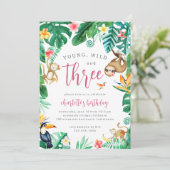 ヤングワイルド&3トロピカルジャングル動物誕生日 招待状 (スタンド正面)