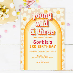 ヤングワイルド&3歳の誕生日招待状 保保 招待状