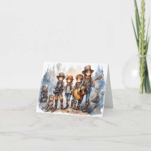 ヤング遊バンドの水の色絵を描空白の カード (正面)