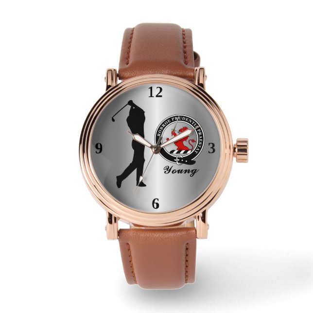 ヤング・クラン・バッジ（彼の）ゴルフ 腕時計 (正面)