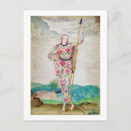 ヤング・ピクト人の娘、1585年頃(水彩、ゴールドをヴェラムに施したグアッシュ) ポストカード (正面)