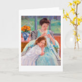 ヤング・マザー・裁縫・メアリーカッサット カード (黄色い花)