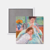 ヤング・マザー・裁縫・メアリーカッサット マグネット (正面/裏面)