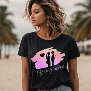 ヤング・ラブ・バレンタインのカップル・シルエットTシャツ Tシャツ