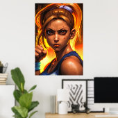 ヤング・レディ・ファイターポートレート | AI Art ポスター (ホームオフィス)