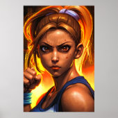ヤング・レディ・ファイターポートレート | AI Art ポスター (正面)