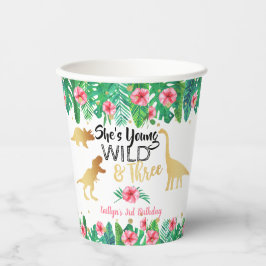ヤング・ワイルドと3つの恐竜の女の子3誕生日 紙コップ