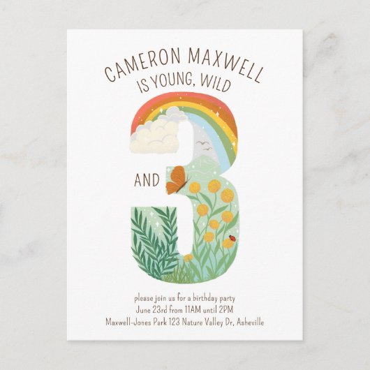 ヤング・ワイルドと3つの自然インスパイア誕生日 ポストカード (正面)