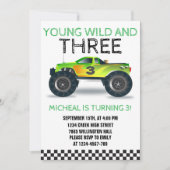 ヤング・ワイルドと3モンスタートラック第3誕生日 招待状 (正面)