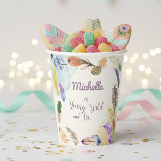 ヤング・ワイルドと…水彩保羽毛 紙コップ