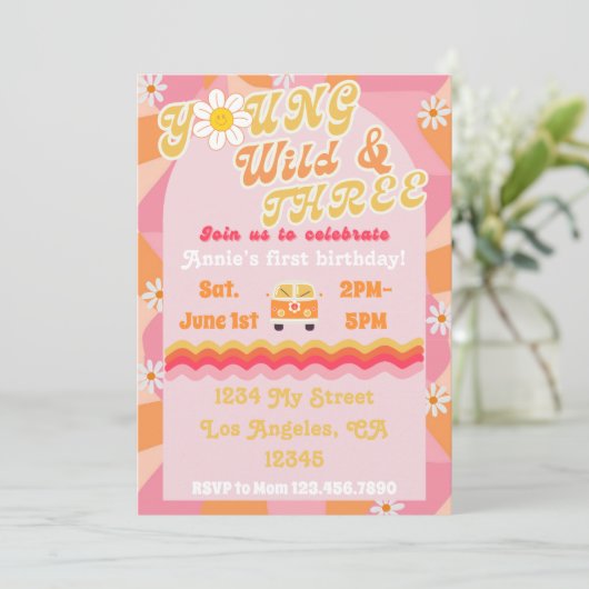 ヤング、ワイルド、および3つの誕生日招待状 招待状 (スタンド正面)