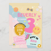 ヤング、ワイルド、および3つの誕生日招待状- Groovyテーマ 招待状 (正面/裏面)