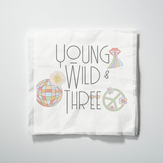 ヤング、ワイルド、および3 |キッド誕生日ナプキン | Boho スタンダードランチョンナプキン
