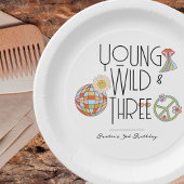 ヤング、ワイルド、および3 |キッド誕生日プレート | Boho ペーパープレート
