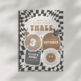 ヤング、ワイルド、および3 | ボーイズ3rdレトロ誕生日 招待状