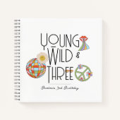 ヤング、ワイルド、および3 |誕生日ゲストブック | Boho ノートブック (正面)