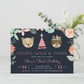 ヤング、ワイルド、および3 |誕生日パーティーの招待 招待状 (スタンド正面)