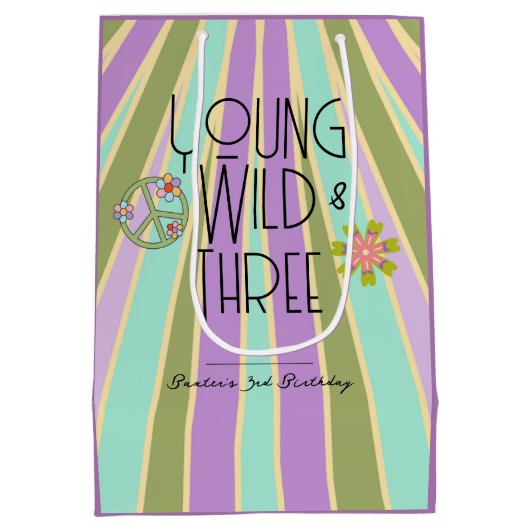 ヤング、ワイルド、および3 |誕生日抱き枕 |ツール ミディアムペーパーバッグ (裏面)