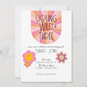 ヤング、ワイルド、および3 |誕生日招待状 |ピンク 招待状 (正面)