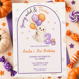 ヤング・ワイルド・アンド・スリーのハロウィン3歳の誕生日 招待状