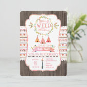 ヤング ワイルド アンド スリーの女の子の誕生日招待状 招待状 (スタンド正面)