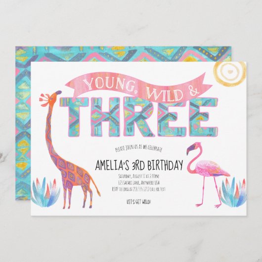 ヤング・ワイルド・アンド・スリーズ誕生日招待状 招待状 (正面/裏面)