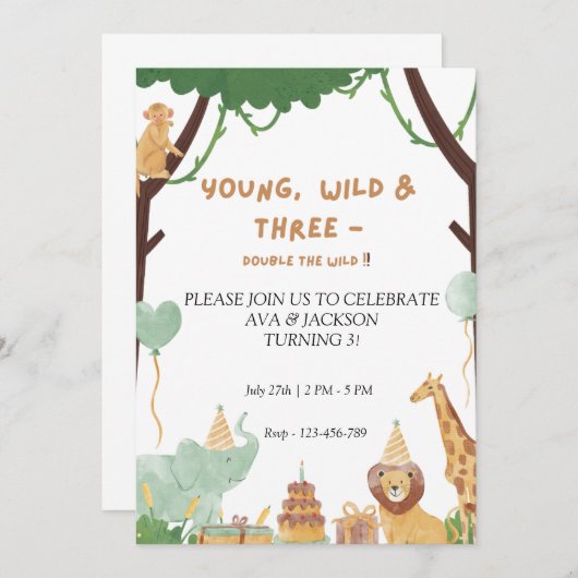ヤング・ワイルド・アンド・スリーズ誕生日招待状 招待状 (正面/裏面)