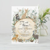 ヤング ワイルド アンド スリー オーストラリアの動物 3歳の誕生日 招待状 (スタンド正面)