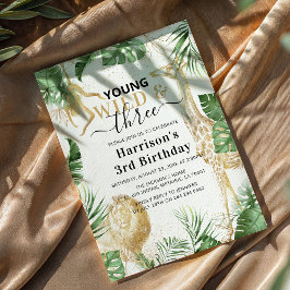 ヤング ワイルド アンド スリー ジャングル グリー ネイチャー バースデー パーティー 招待状