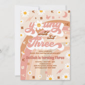 ヤング ワイルド アンド スリー ヒッピーの3歳誕生日パーティー 招待状 (正面)