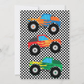 ヤング ワイルド アンド スリー モンスター トラック ボーイズ バースデー 招待状 (裏面)