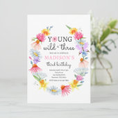 ヤング ワイルド アンド スリー ワイルドフラワー 3歳の誕生日パーティー 招待状 (スタンド正面)
